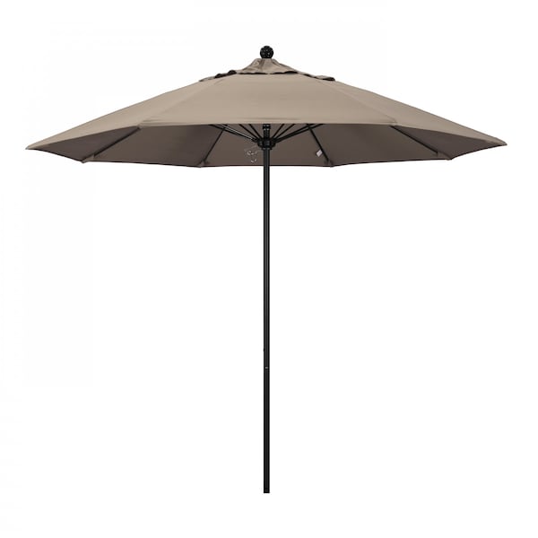 California Umbrella 9' Black Aluminum Market Patio Umbrella, Sunbrella Taupe 194061335376 - main